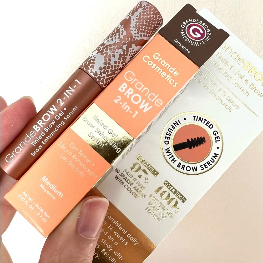 NIB GrandeBROW 2-In-1 Tinted Brow Gel + Brow Enhancing Serum Medium 0.7ml - Picture 5 of 5